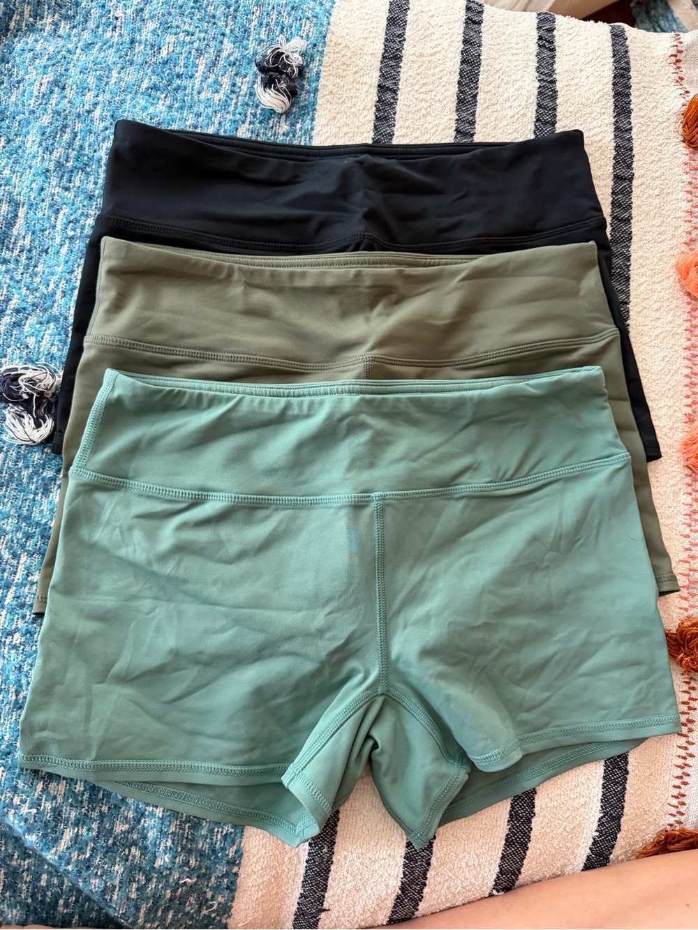 Women’s High-Waist Bike Shorts — Black, Olive, Seafoam